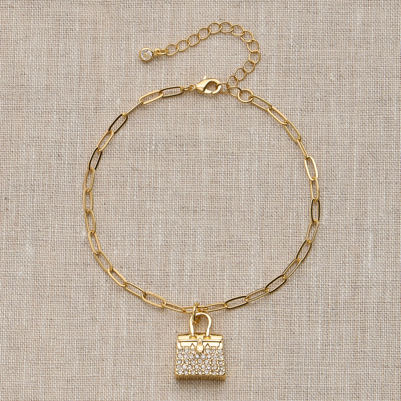 Adjustable Gold Chain Bracelet with Mini Purse Charm