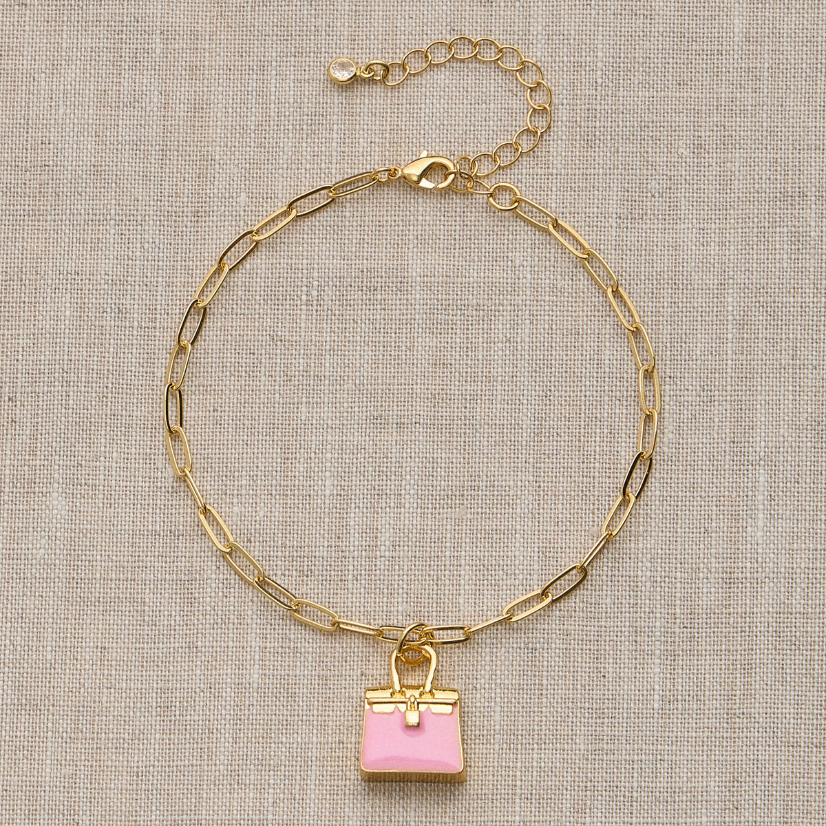 Adjustable Gold Chain Bracelet with Mini Purse Charm