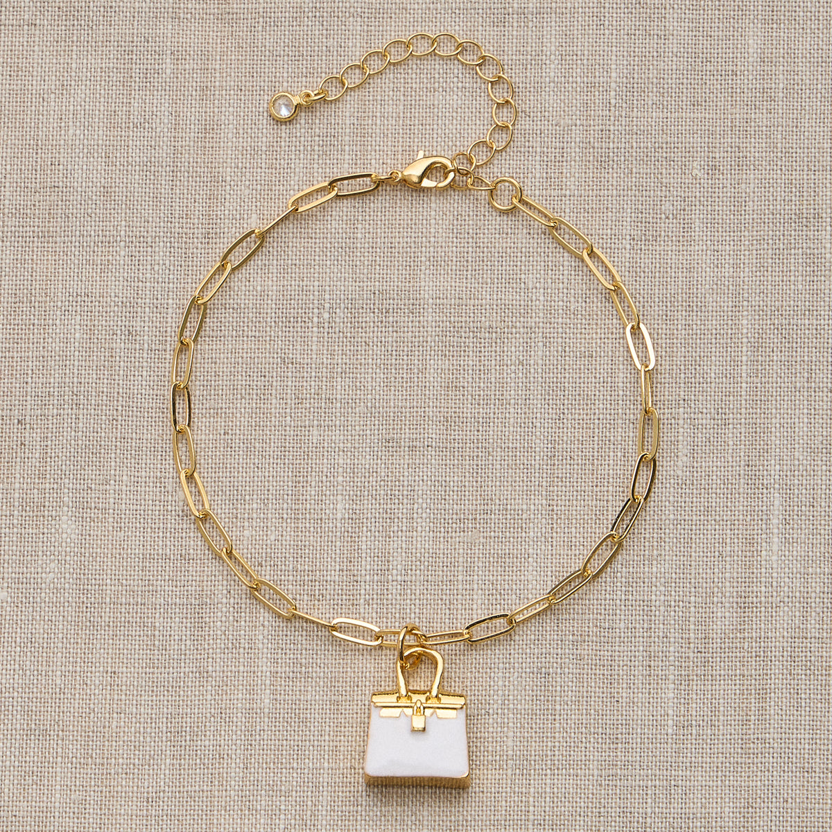 Adjustable Gold Chain Bracelet with Mini Purse Charm