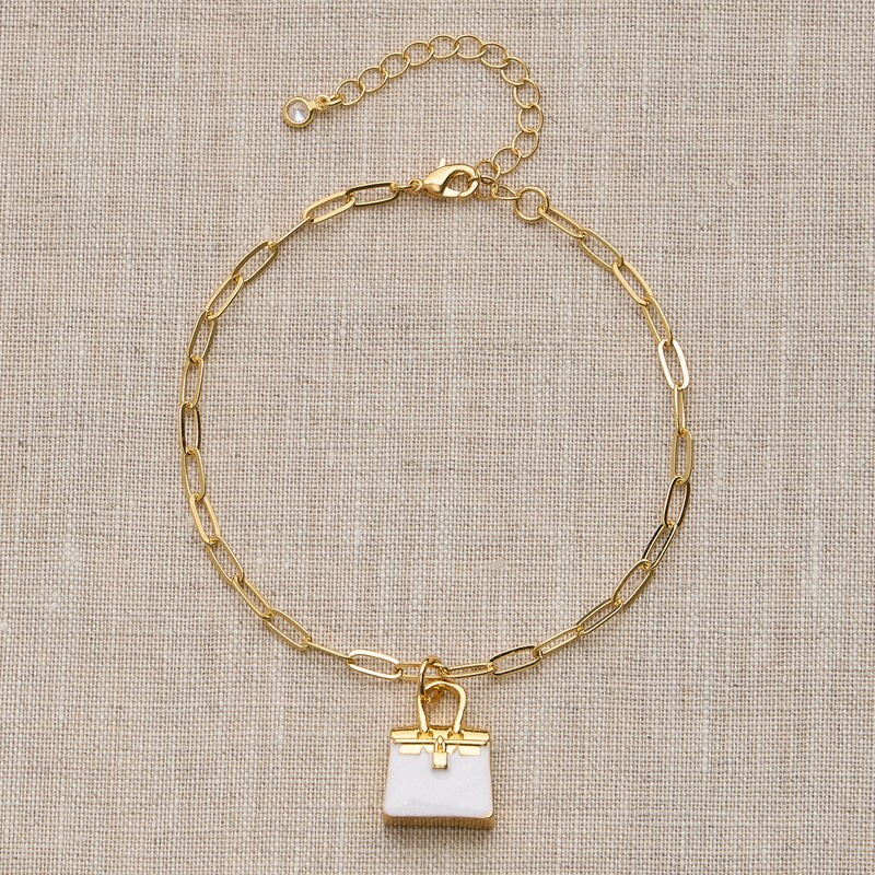 Adjustable Gold Chain Bracelet with Mini Purse Charm