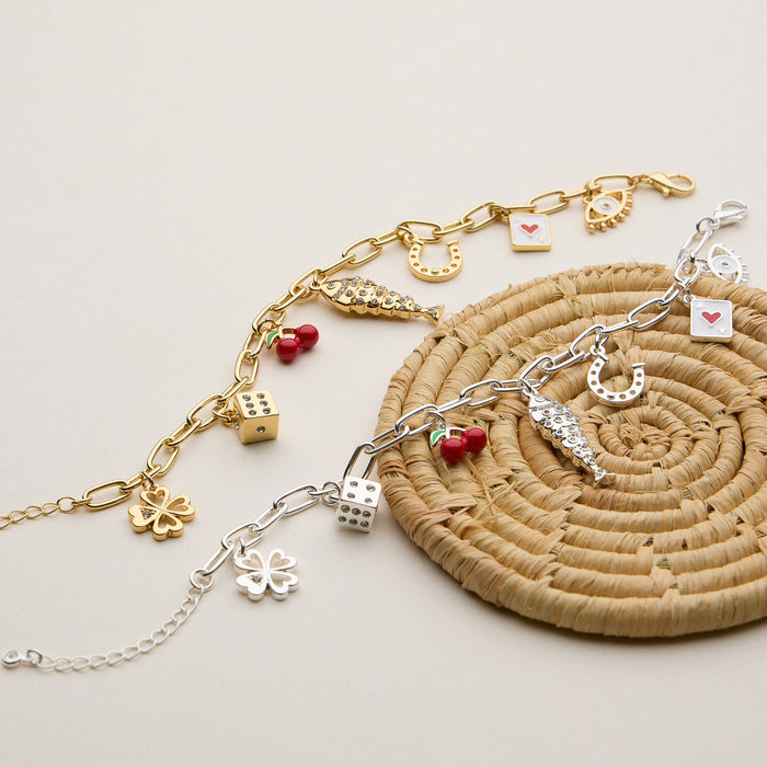 Adjustable Lucky Icon Charm Bracelet with Bold Motifs
