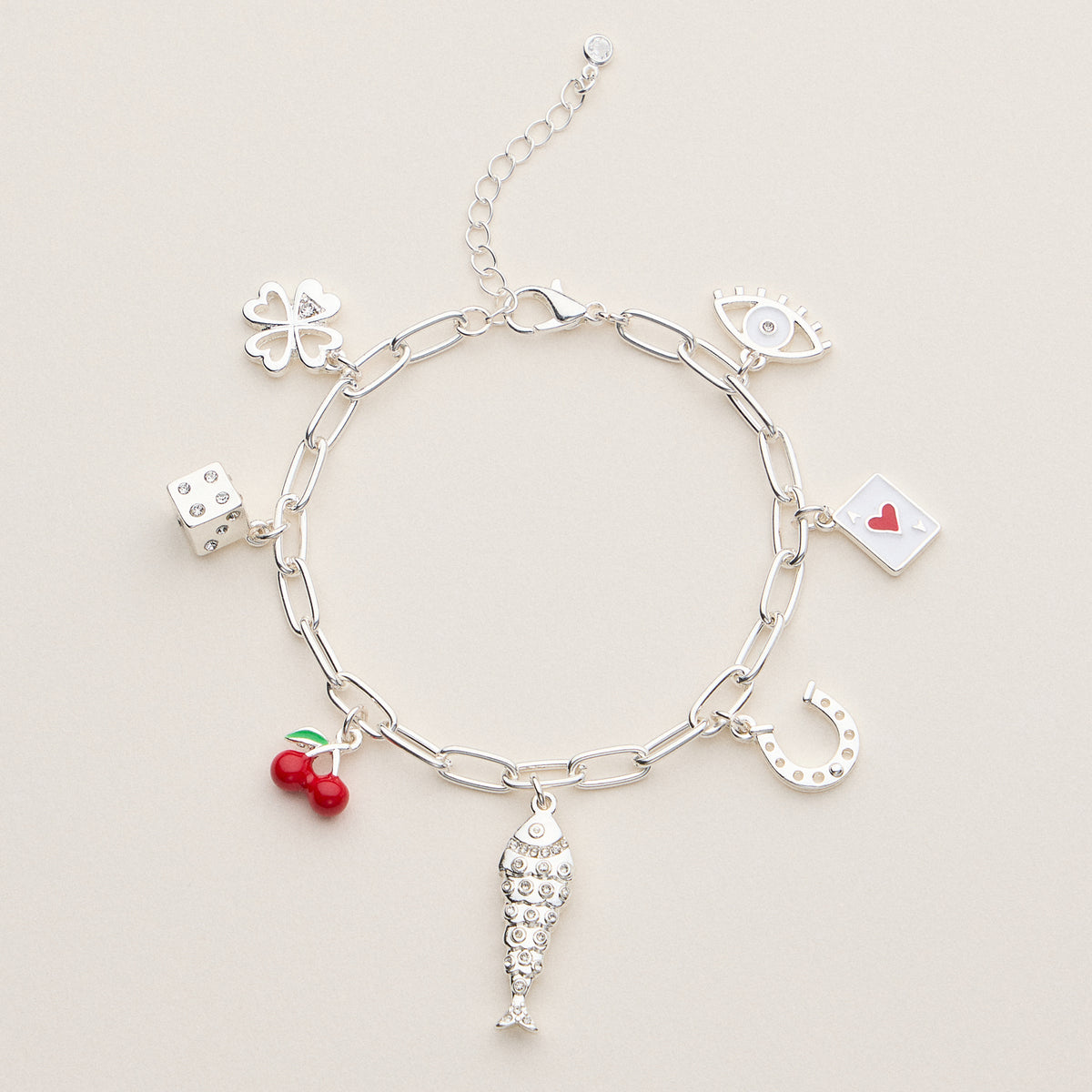 Adjustable Lucky Icon Charm Bracelet with Bold Motifs