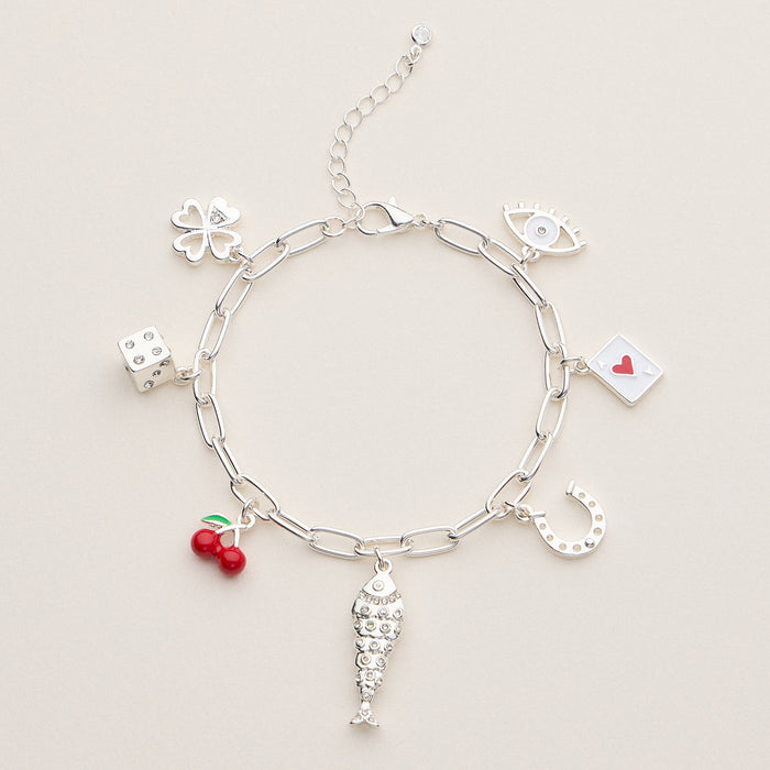 Adjustable Lucky Icon Charm Bracelet with Bold Motifs