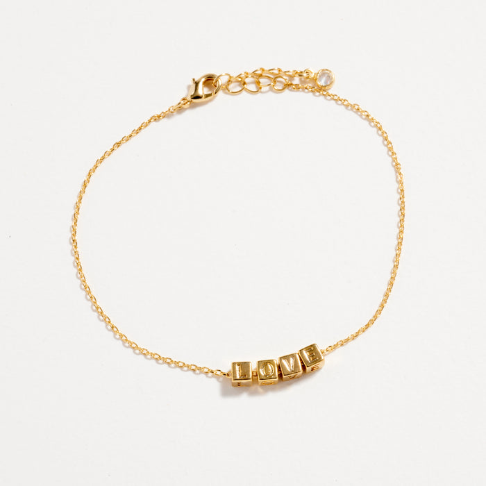 Gold LOVE Bracelet – Dainty Letter Chain Jewelry