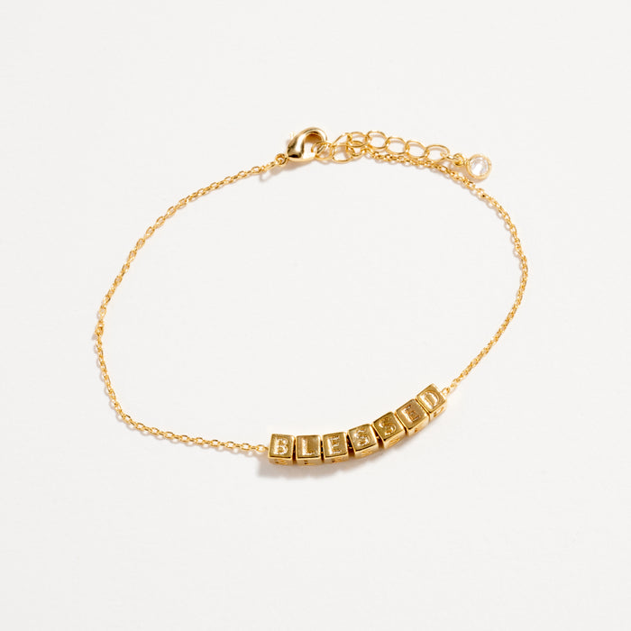 Gold-Dipped BLESSED Bracelet – Faith-Inspired Letter Chain
