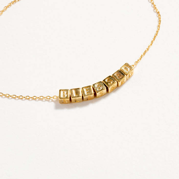 Gold-Dipped BLESSED Bracelet – Faith-Inspired Letter Chain