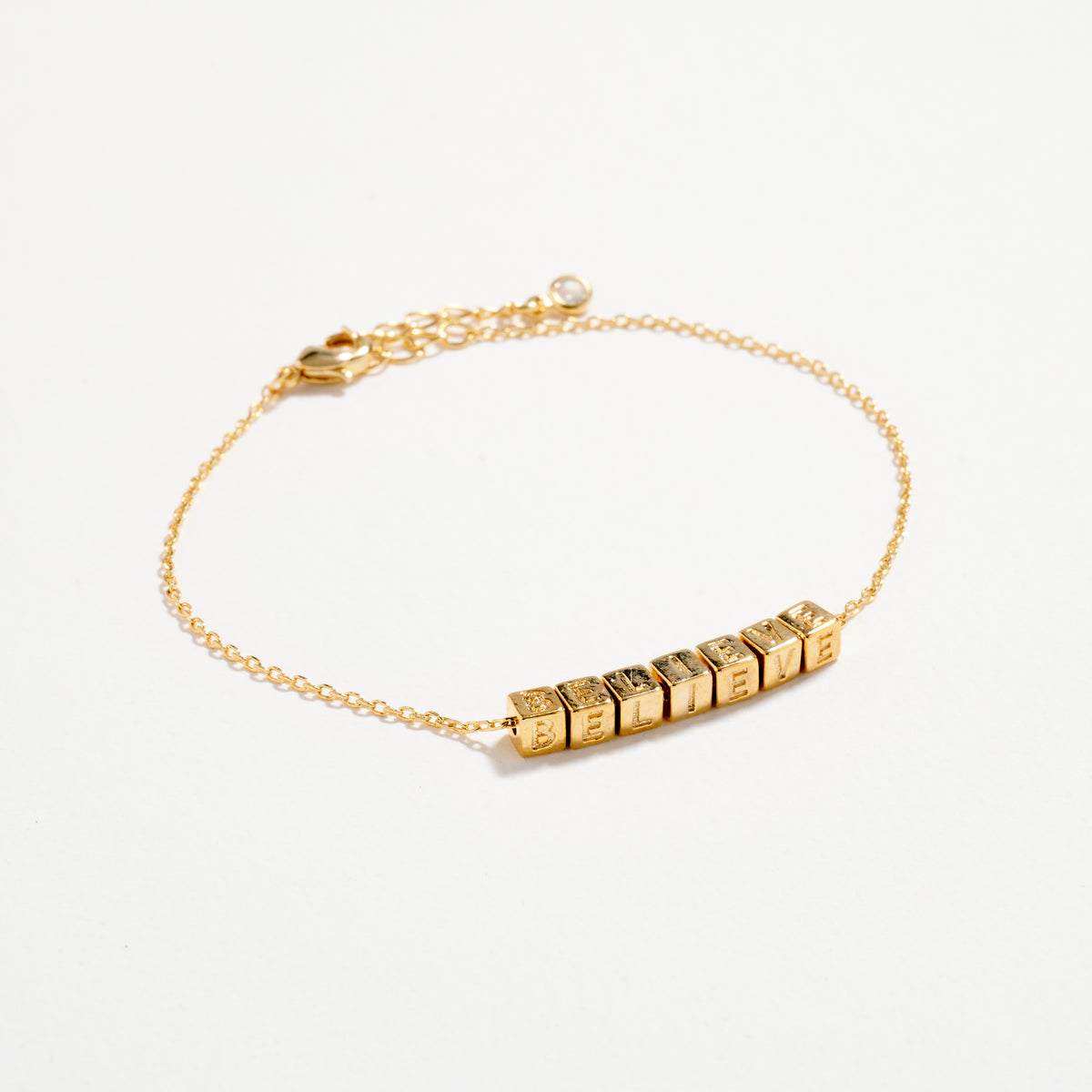 Gold-Dipped BELIEVE Bracelet – Inspirational Letter Chain