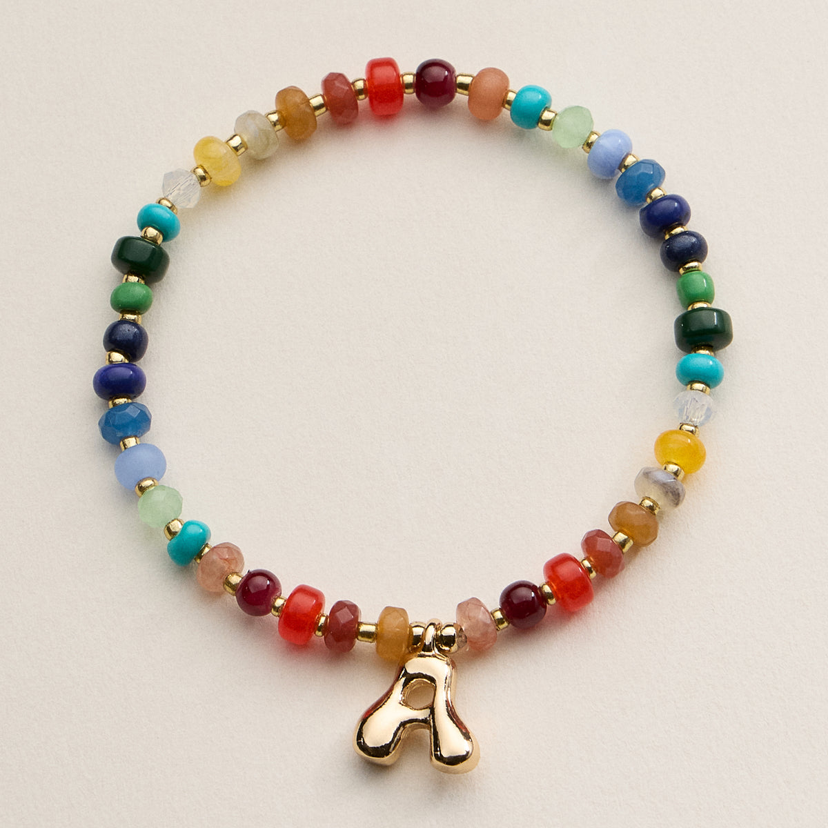 Assorted Colorful Beaded Initial Bracelet – Set of 16 Letters