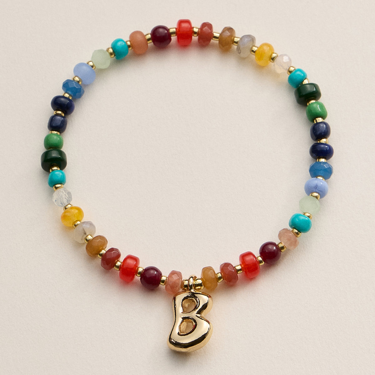 Assorted Colorful Beaded Initial Bracelet – Set of 16 Letters