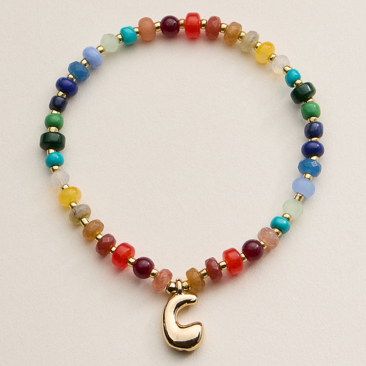 Assorted Colorful Beaded Initial Bracelet – Set of 16 Letters