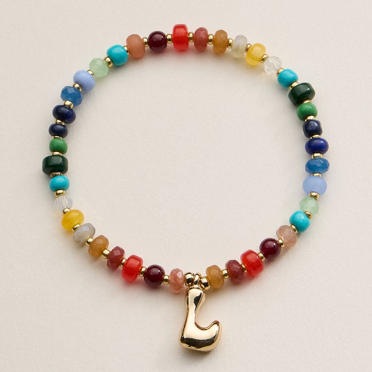 Assorted Colorful Beaded Initial Bracelet – Set of 16 Letters