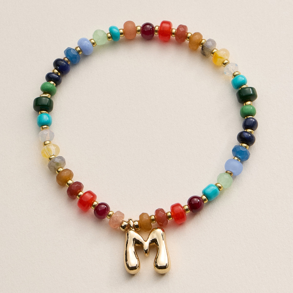 Assorted Colorful Beaded Initial Bracelet – Set of 16 Letters