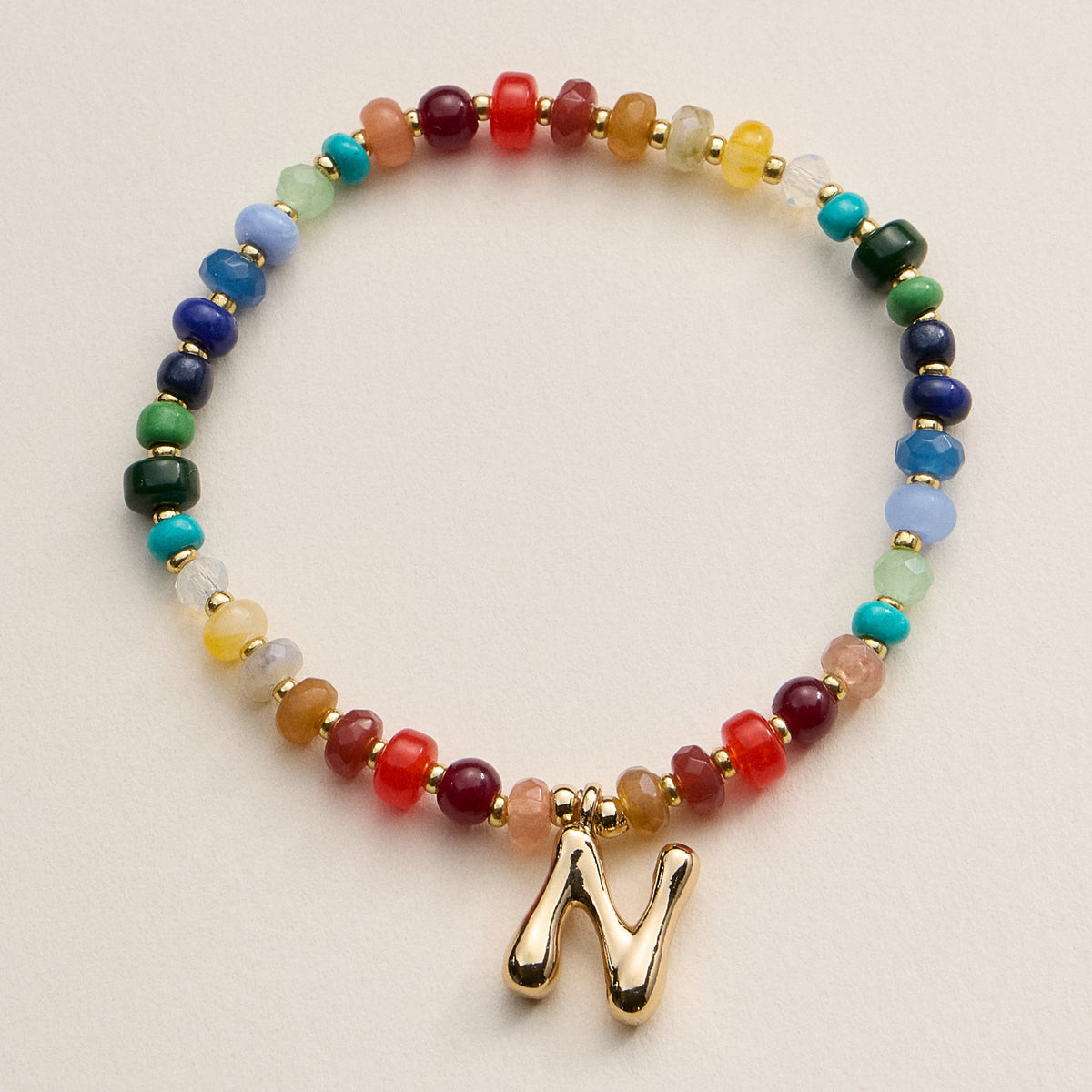 Assorted Colorful Beaded Initial Bracelet – Set of 16 Letters