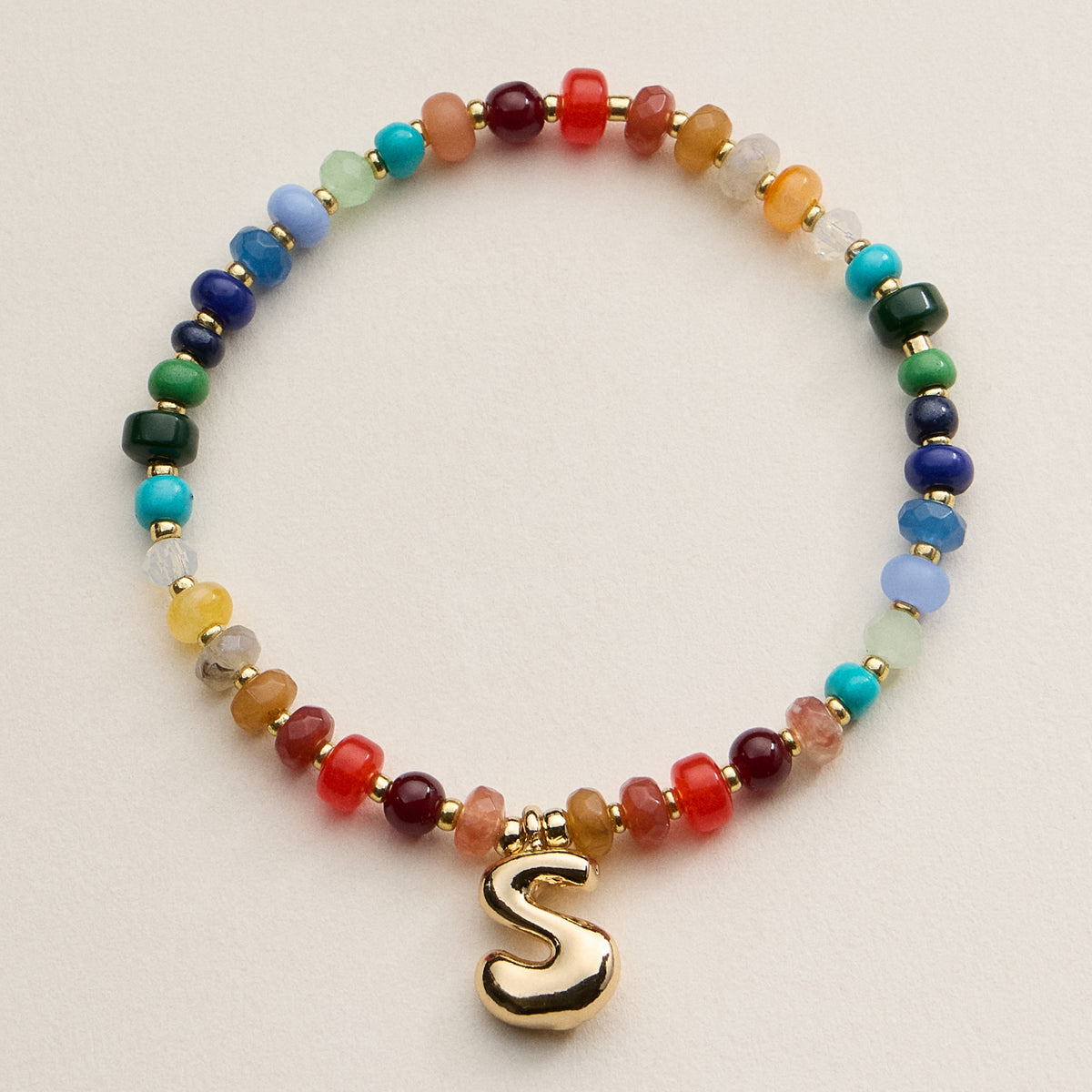 Assorted Colorful Beaded Initial Bracelet – Set of 16 Letters