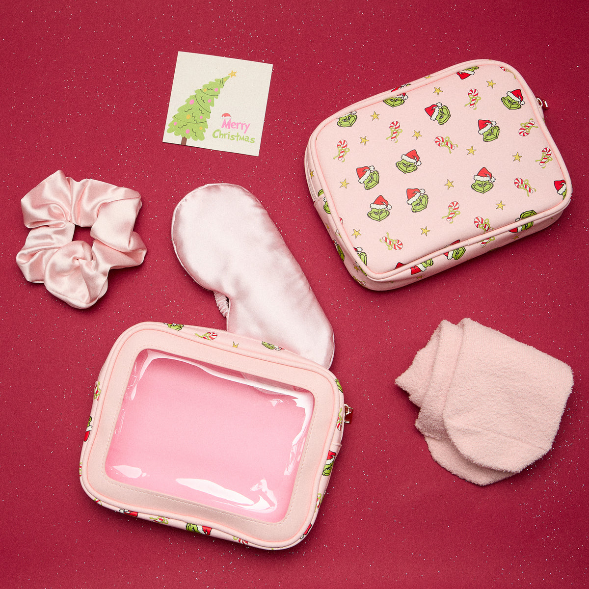 Christmas Green Monster Beauty Gift Set – Socks, Eye Mask, Scrunchie