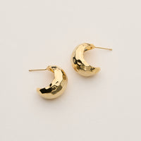 18K Gold Dipped Chunky Hammered Hoops