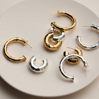 18K Gold Dipped Faceted Chunky Hoop Earrings