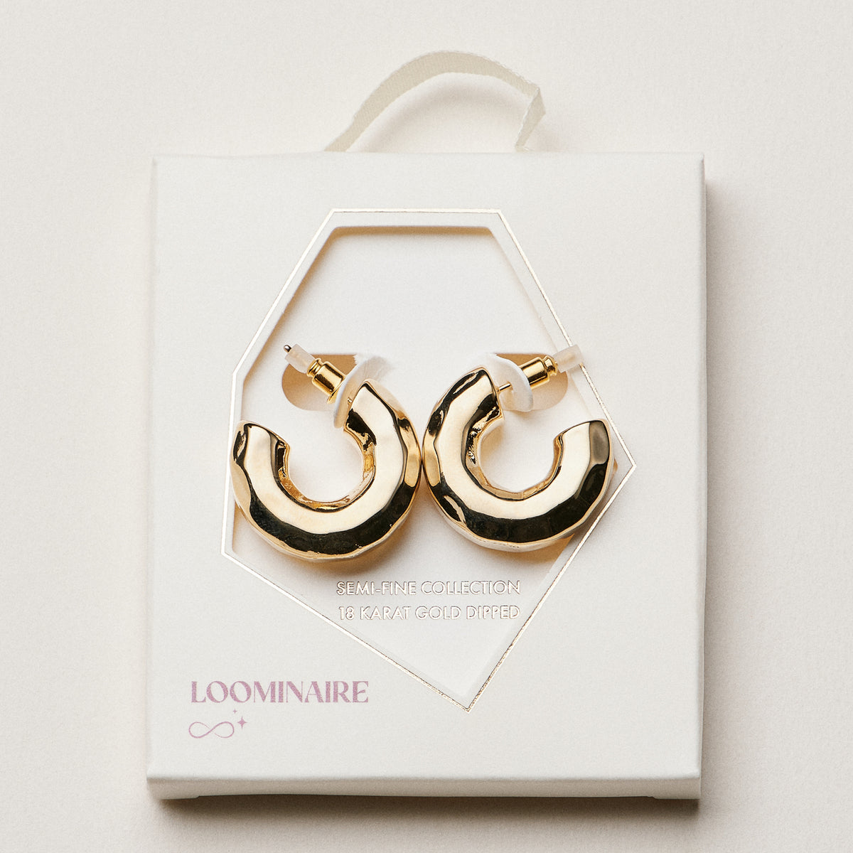 18K Gold Dipped Faceted Chunky Hoop Earrings