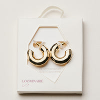 18K Gold Dipped Faceted Chunky Hoop Earrings