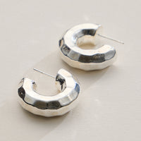 18K Gold Dipped Faceted Chunky Hoop Earrings
