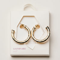 18K Gold Dipped Hammered Metal Hoop Earrings