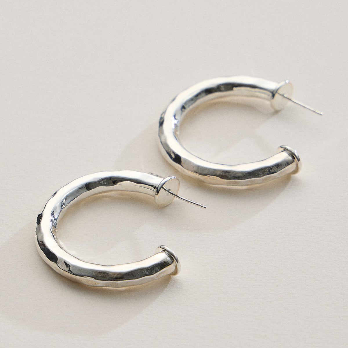 18K Gold Dipped Hammered Metal Hoop Earrings