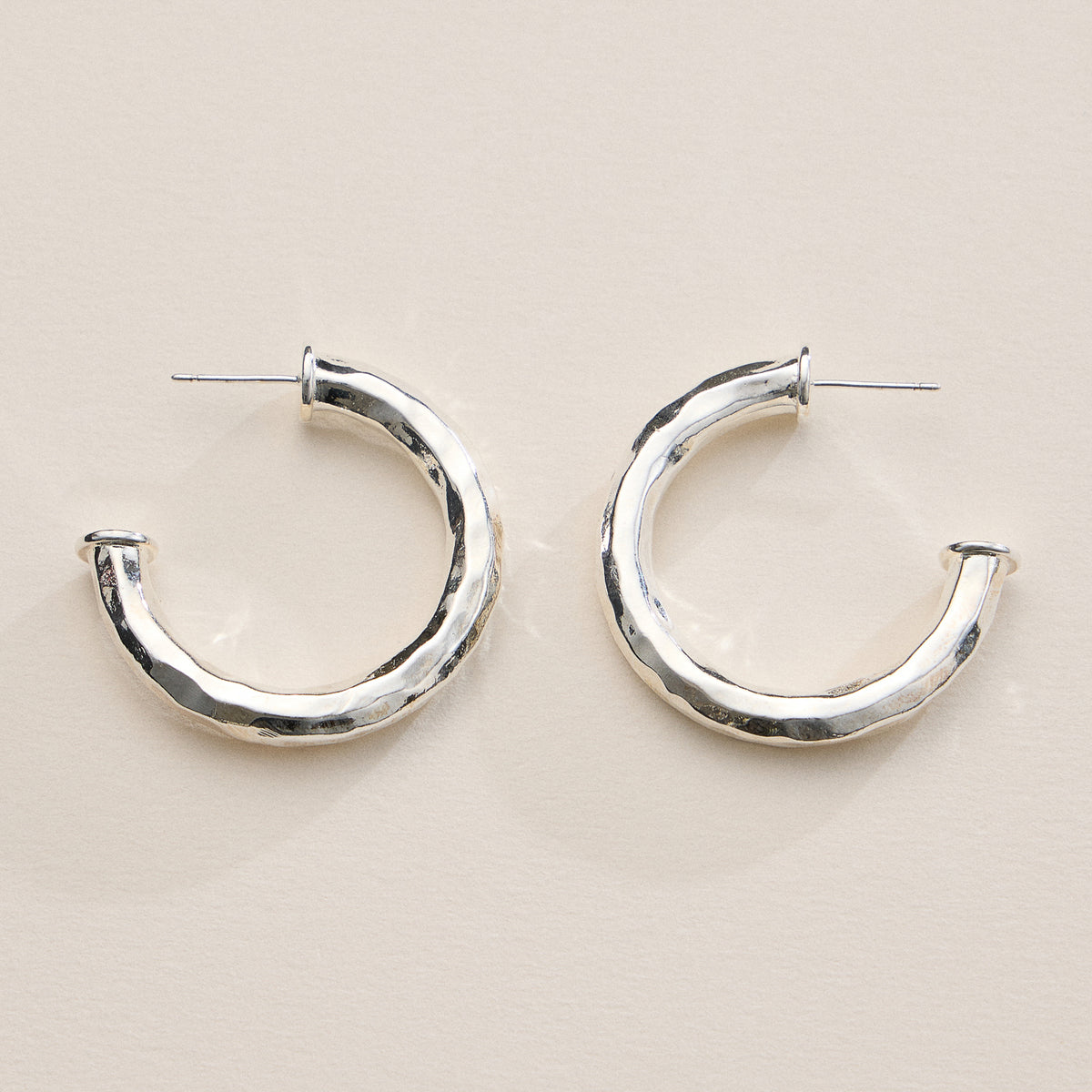 18K Gold Dipped Hammered Metal Hoop Earrings