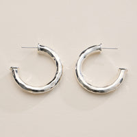 18K Gold Dipped Hammered Metal Hoop Earrings