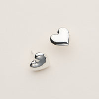 Gold Dipped Classic Puffy Heart Studs - 18K Gold Dipped
