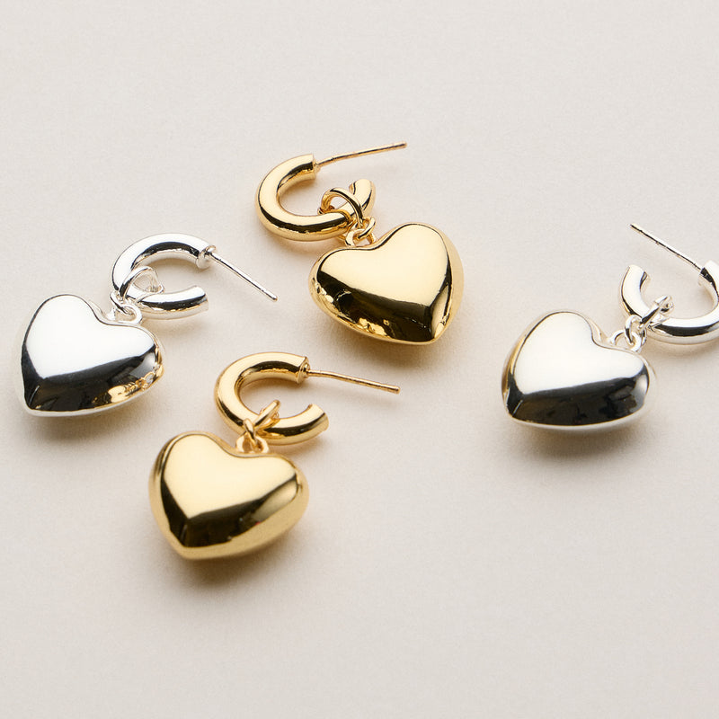Gold Dipped Heart Hoop Earrings - 18K Gold Plated