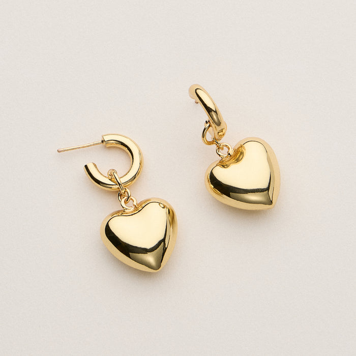 Gold Dipped Heart Hoop Earrings - 18K Gold Plated