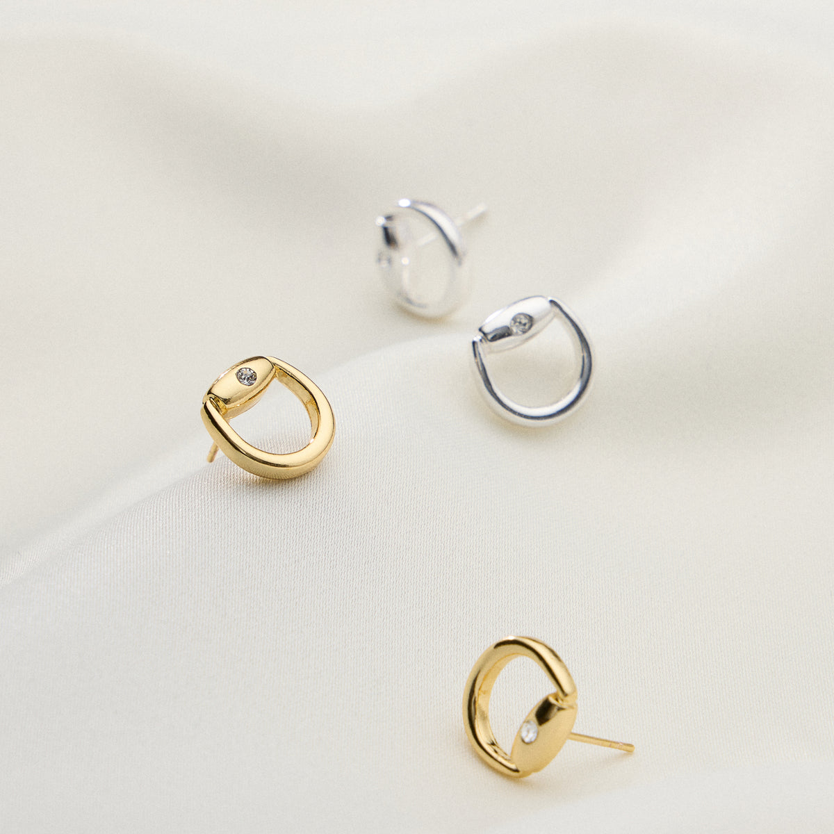 Gold Dipped Mini Buckle Studs - 18K Gold Dipped