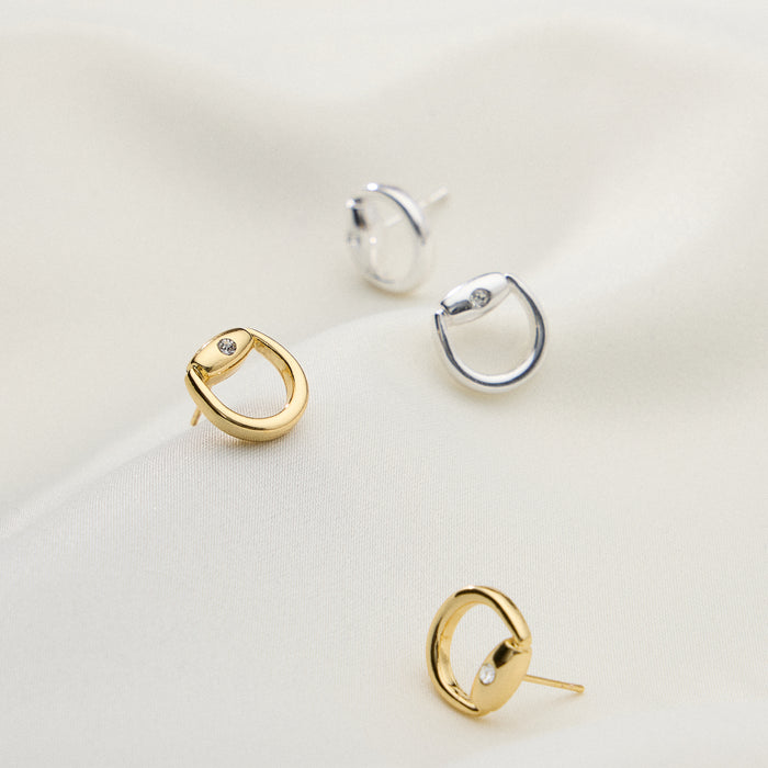 Gold Dipped Mini Buckle Studs - 18K Gold Dipped
