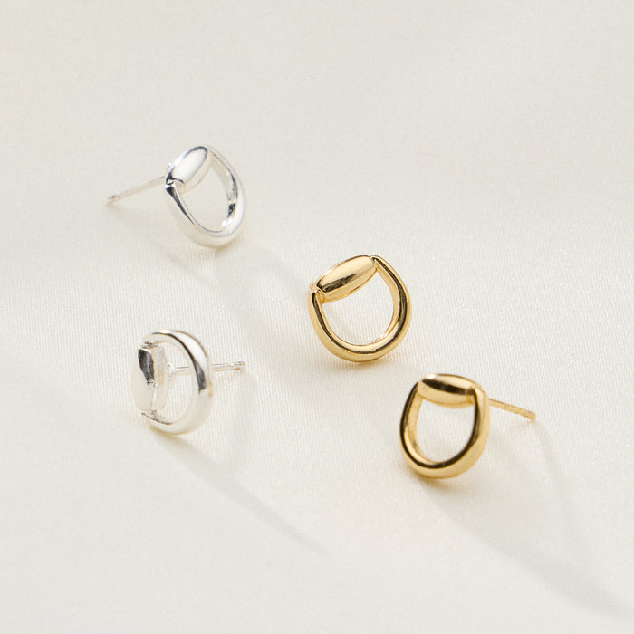 18K Gold Dipped Open Buckle Studs