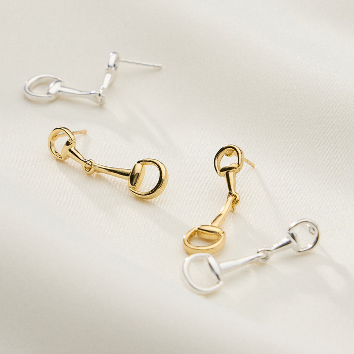Gold Dipped Bit Link Drop Earrings - 18K Gold Plated