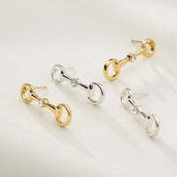 Gold Dipped Bit Studs with Crystal - 18K Gold Dipped