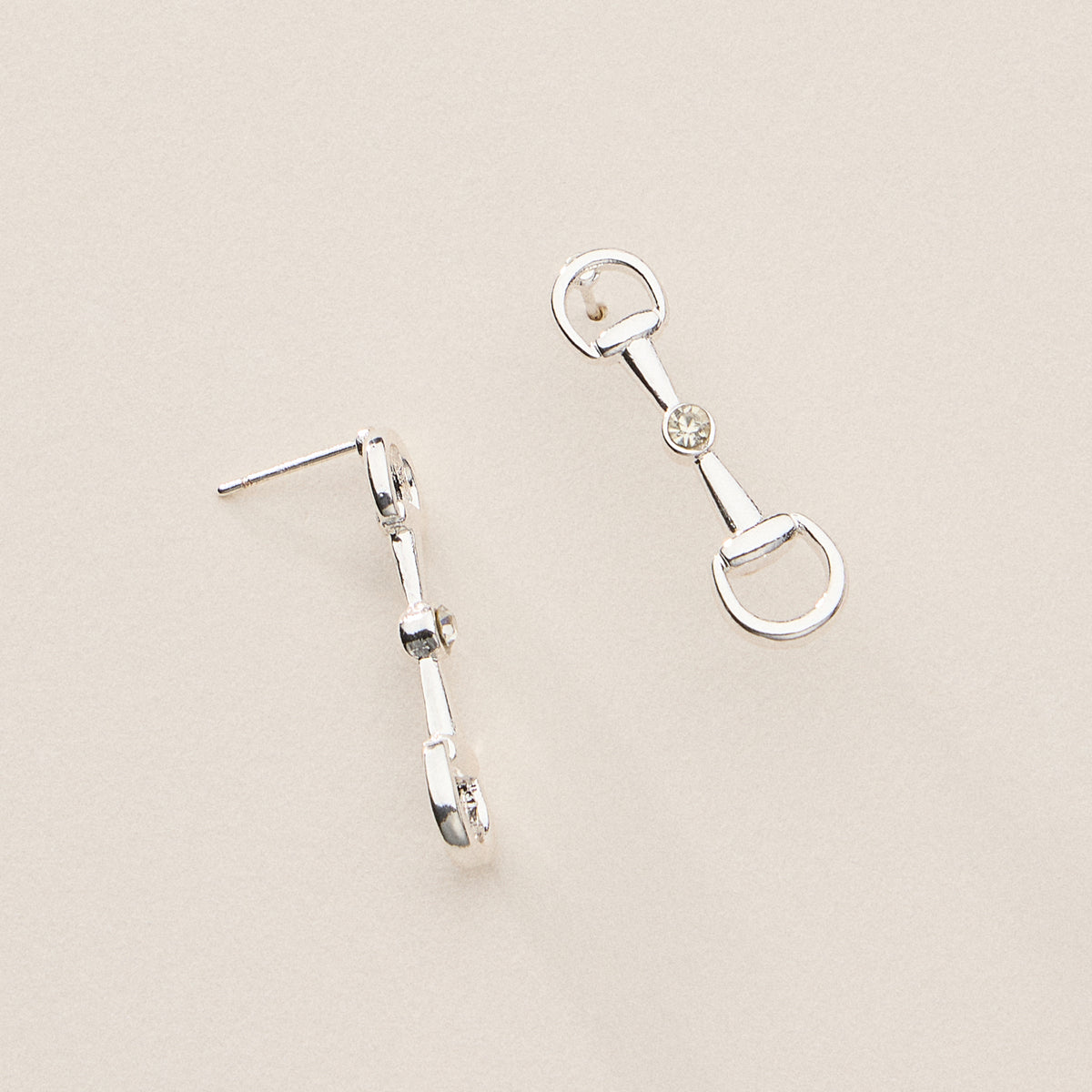 Gold Dipped Bit Studs with Crystal - 18K Gold Dipped