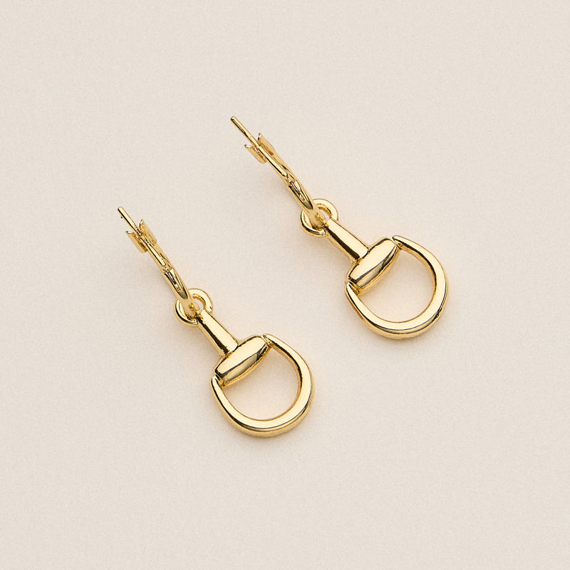 Gold Dipped Bit Charm Hoop Earrings - 18K Gold Plated