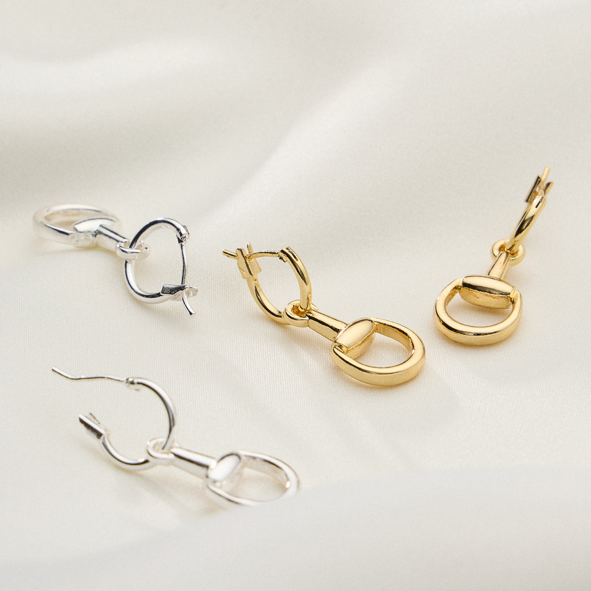 Gold Dipped Bit Charm Hoop Earrings - 18K Gold Plated