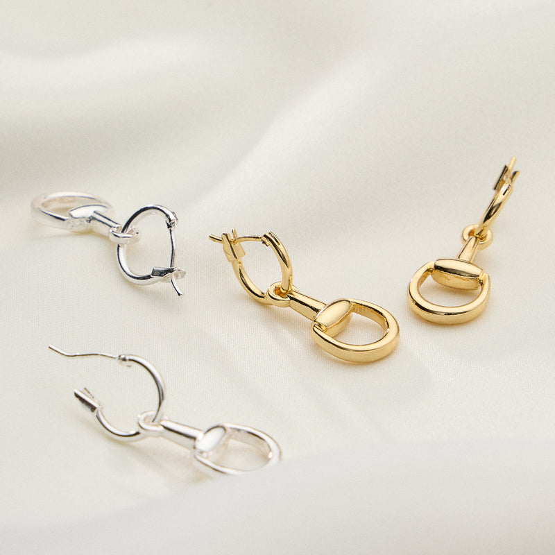 Gold Dipped Bit Charm Hoop Earrings - 18K Gold Plated