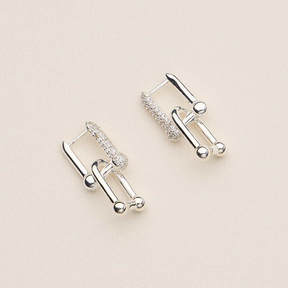 Gold Dipped Pave CZ Lock Stud Earrings - 18K Gold Dipped