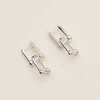 Gold Dipped Pave CZ Lock Stud Earrings - 18K Gold Dipped