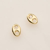 Gold Dipped Oval Cutout Studs - 18K Gold Dipped