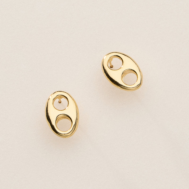 Gold Dipped Oval Cutout Studs - 18K Gold Dipped