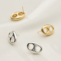 Gold Dipped Oval Cutout Studs - 18K Gold Dipped