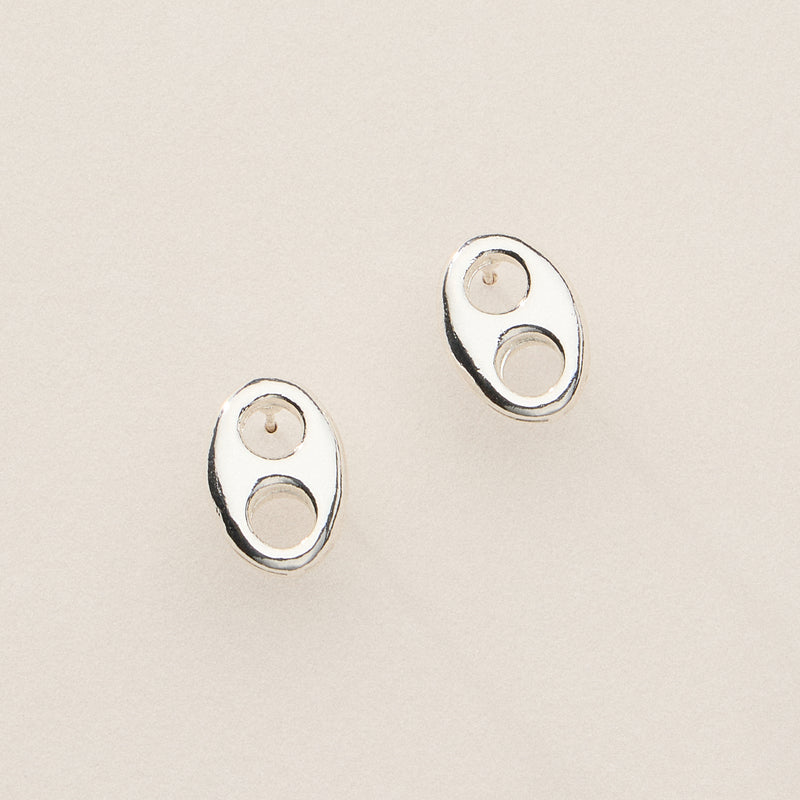 Gold Dipped Oval Cutout Studs - 18K Gold Dipped