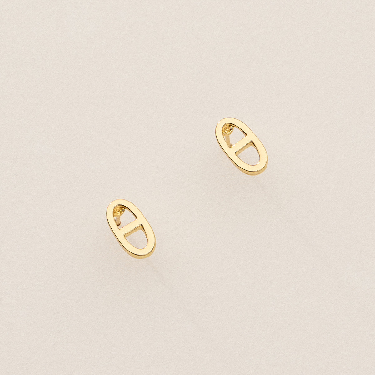 Gold Dipped Pave Oval Link Studs - 18K Gold Plated