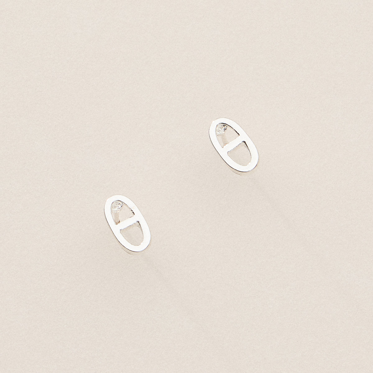 Gold Dipped Pave Oval Link Studs - 18K Gold Plated