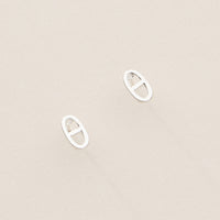 Gold Dipped Pave Oval Link Studs - 18K Gold Plated