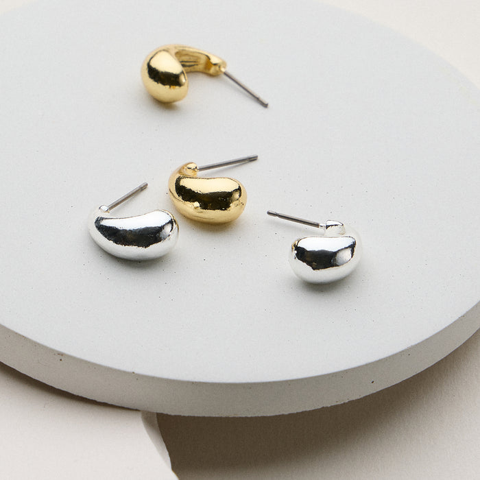 Gold Dipped Chunky Bean Studs - 18K Gold
